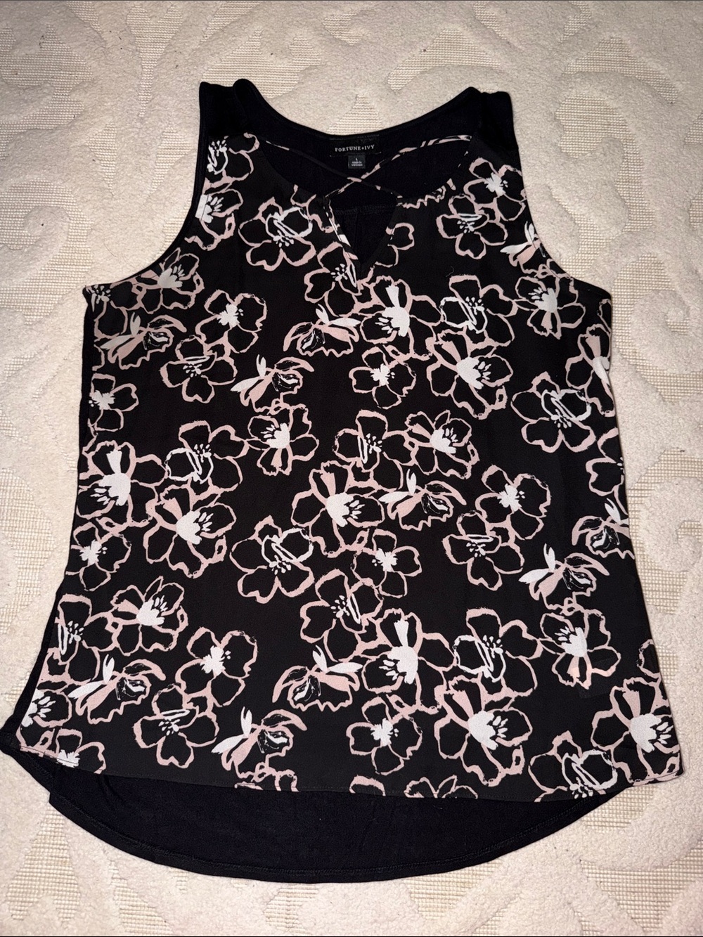 Black Floral Sleeveless Camisole